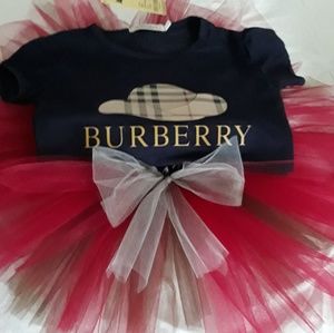 Handmade tutu and Burberry shirt set